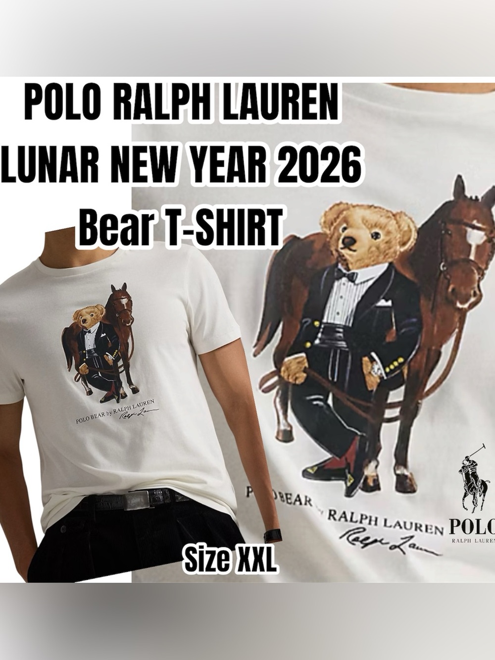 POLO RALPH LAUREN LUNAR NEW YEAR 2026 Bear Graphic T-SHIRT  XXL (White)
